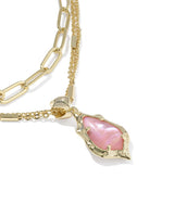 Kendra Scott Adriana Gold Scallop Frame Multi Strand Necklace - Light Pink Iridescent Abalone