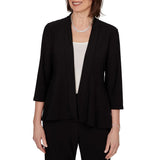 Alfred Dunner Womens Light Open Crepe Cardigan Top