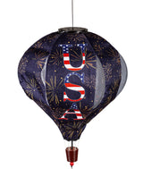 Evergreen God Bless the USA Solar Lit Burlap Balloon Spinner
