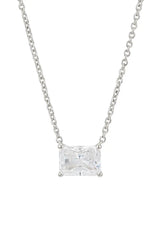 Nadri Modern Love Large Emerald Cut Cubic Zirconia Silver Necklace