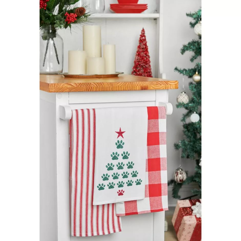 C&F Home Christmas Tree Paws Kitchen Towel Dishtowel