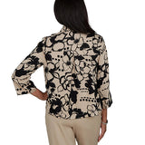 Alfred Dunner Womens Geo Floral Button Front Top