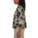 Alfred Dunner Womens Geo Floral Button Front Top
