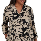 Alfred Dunner Womens Geo Floral Button Front Top