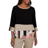 Alfred Dunner Womens Spliced Patchwork Woven Top