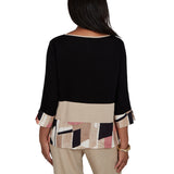 Alfred Dunner Womens Spliced Patchwork Woven Top