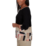 Alfred Dunner Womens Spliced Patchwork Woven Top