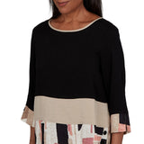 Alfred Dunner Womens Spliced Patchwork Woven Top