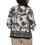 Alfred Dunner Womens Scroll Border Top with Necklace