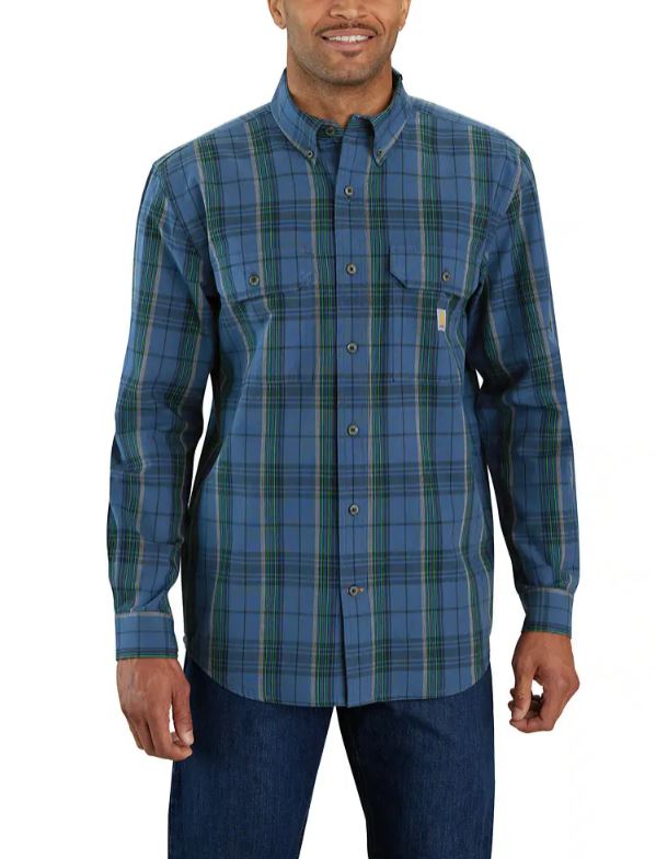 Carhartt Mens Loose Fit Chambray Long Sleeve Button Down Shirt