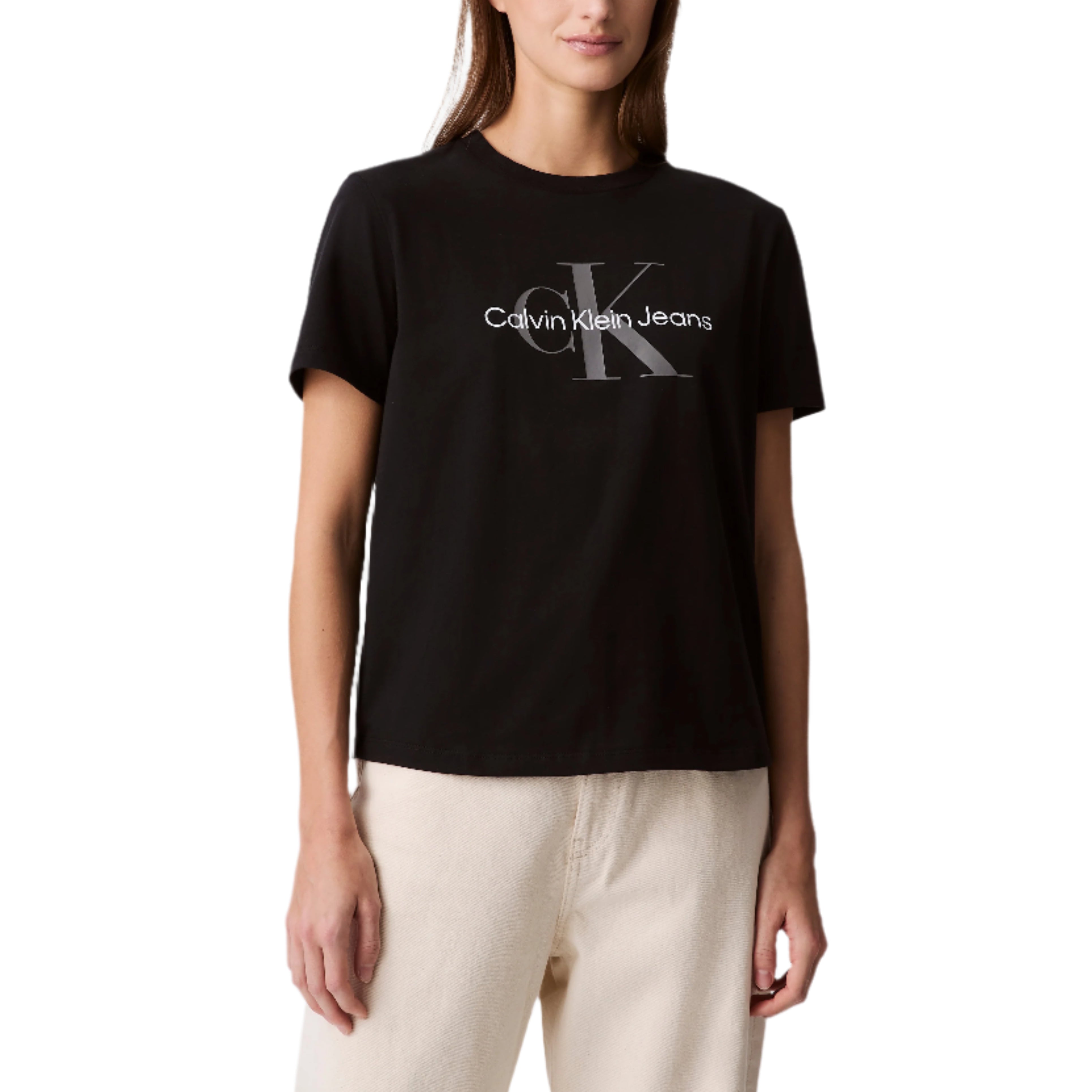 Calvin Klein Womens Monogram Logo Short Sleeve T-Shirt