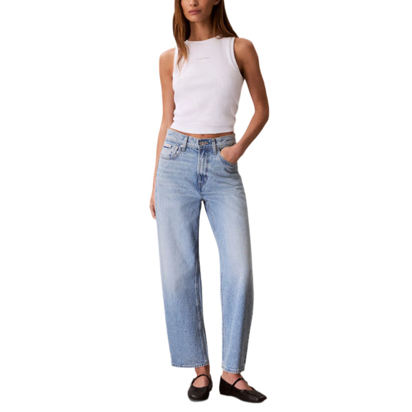 Calvin Klein Womens High Rise Barrel Fit Jeans