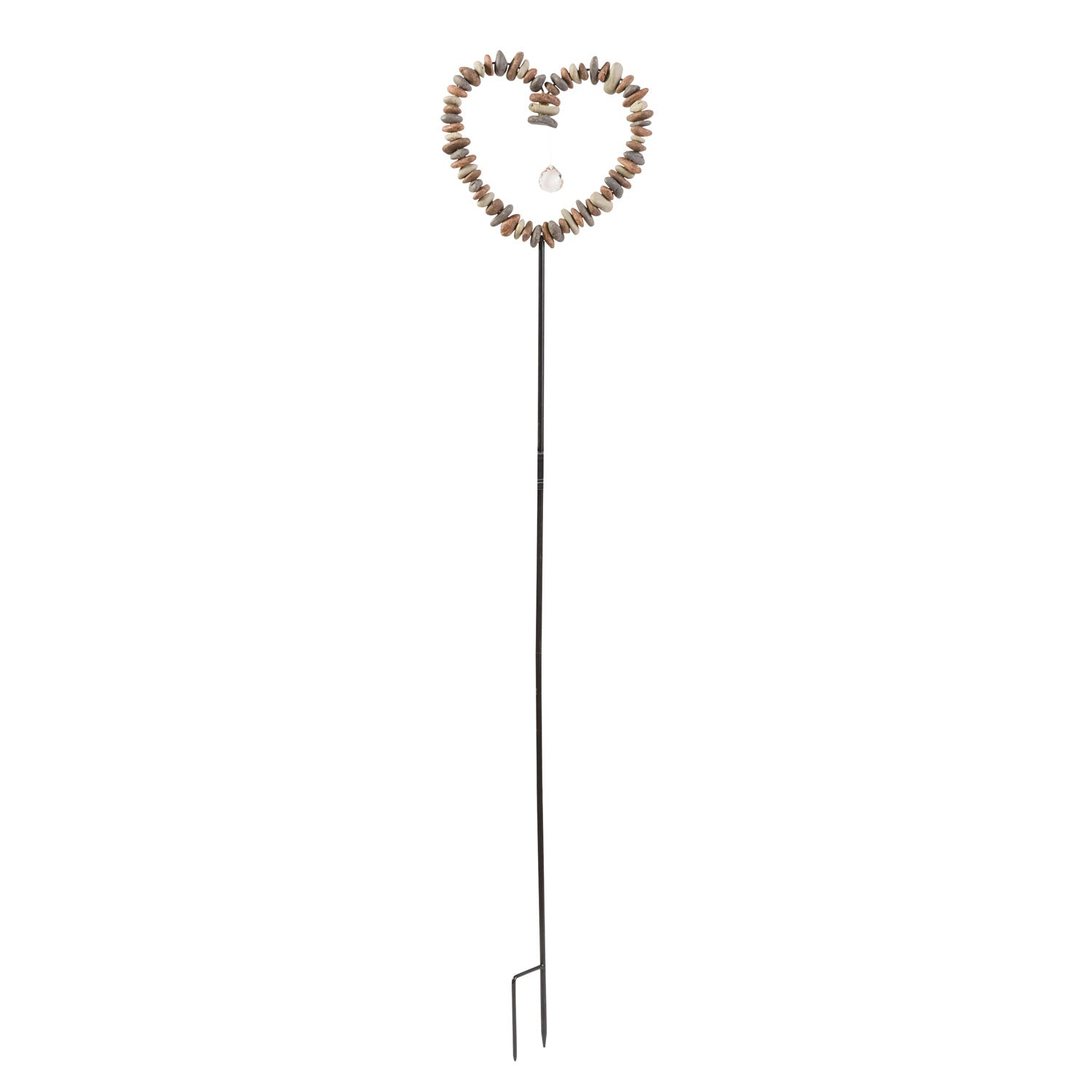 Evergreen Rock Heart Decorative Garden Stake