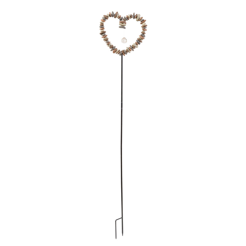 Evergreen Rock Heart Decorative Garden Stake
