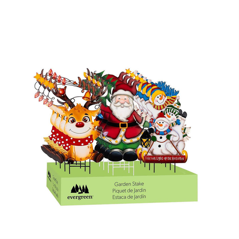 Evergreen Christmas Vacation Festive Friends Metal Garden Stake