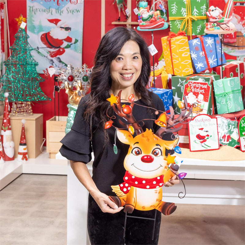 Evergreen Christmas Vacation Festive Friends Metal Garden Stake