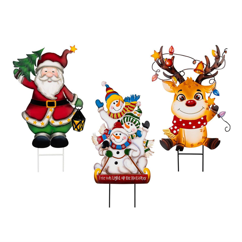 Evergreen Christmas Vacation Festive Friends Metal Garden Stake