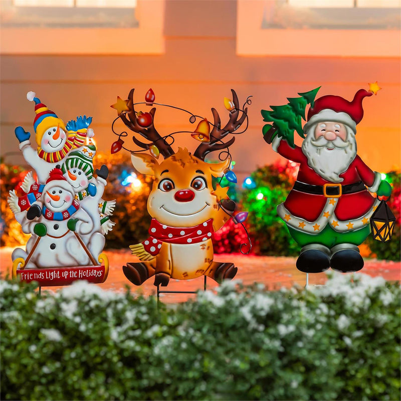 Evergreen Christmas Vacation Festive Friends Metal Garden Stake