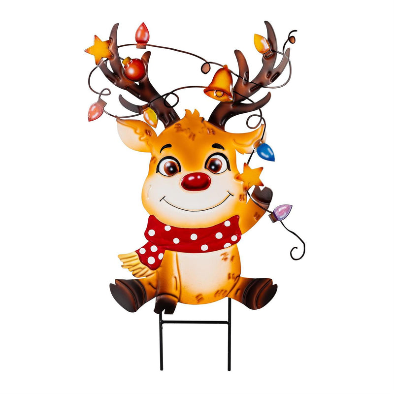 Evergreen Christmas Vacation Festive Friends Metal Garden Stake