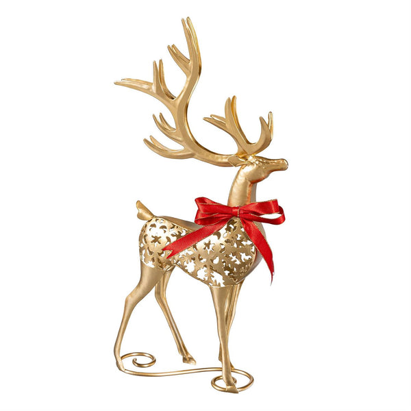 Evergreen Joyful Traditions Gilded Deer Metal Garden Statue
