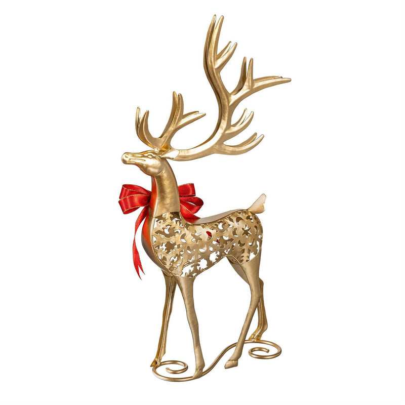 Evergreen Joyful Traditions Gilded Deer Metal Garden Statue
