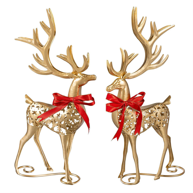 Evergreen Joyful Traditions Gilded Deer Metal Garden Statue