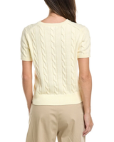 Brooks Brothers Womens Cable Crew Short Sleeve Sweater