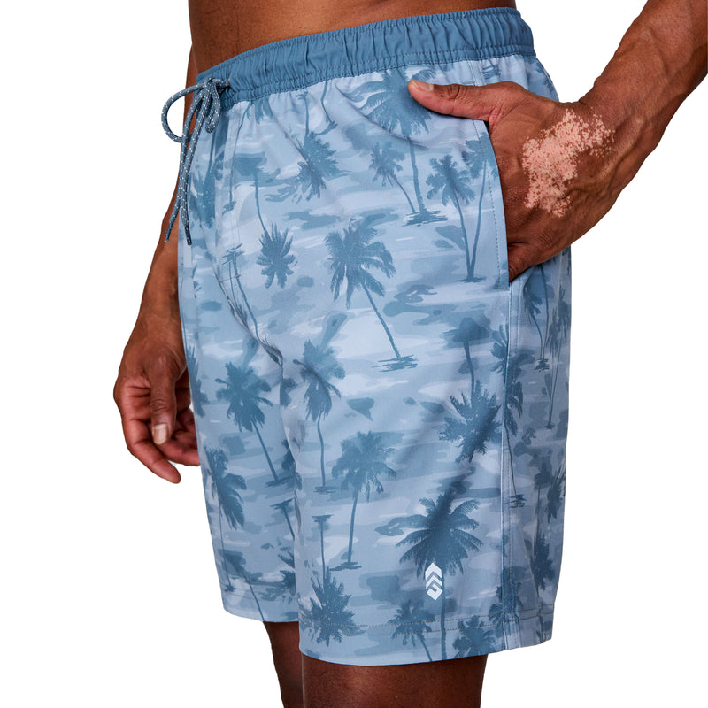 Free Country Mens Textured Solid Swim Trunks