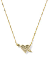 Kendra Scott Pink Opalescent Ari Heart Arrow Short Pendant Necklace - Gold Plated