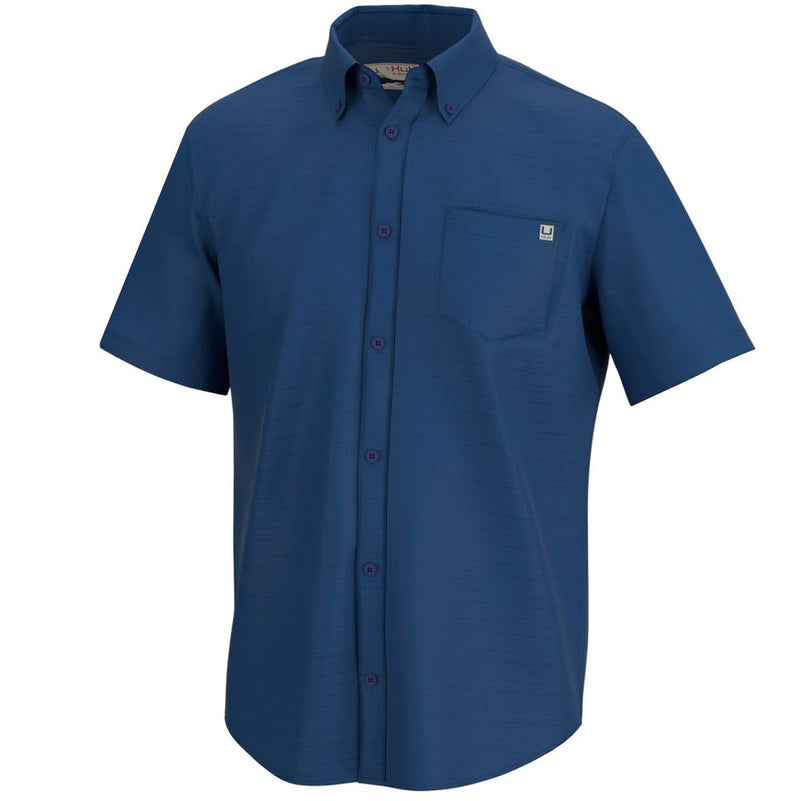 Huk Mens Kona Cross Dye Short Sleeve Button Down Shirt