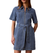 Calvin Klein Womens Denim Belted Shirt Dress