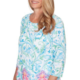 Ruby Road Womens Scroll Border Embellished Neck Top