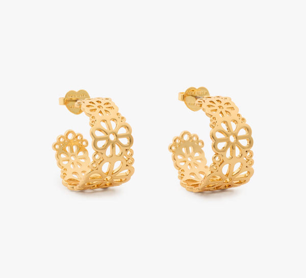 Kate Spade Spade Flower Lace Hoops - Gold
