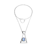 UNOde50 Sterling Silver Blue Faceted Crystal Long Pendant Necklace