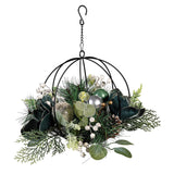 Evergreen Shades of Green Artificial with Metal Orb and Ornaments Hanging Decor