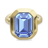 UNOde50 Gold-Plated Blue Crystal Ring - Size 9.5