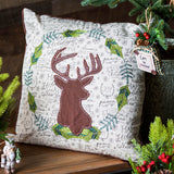 Evergreen Holiday Deer Square Pillow
