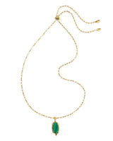 Kendra Scott Dani Stepped Frame Gold Long Pendant Necklace - Malachite