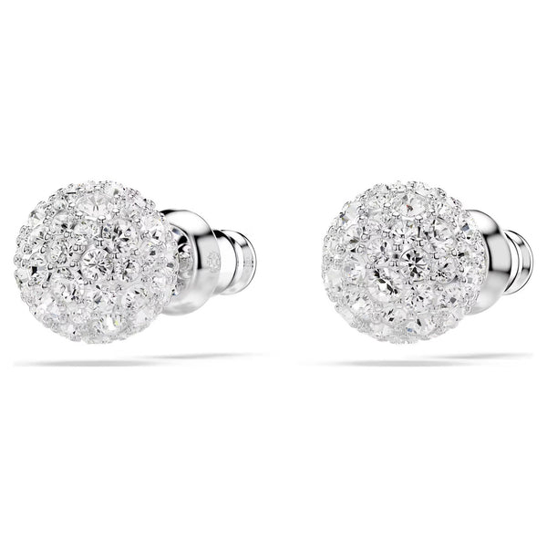 Swarovski Dextera Stud Earrings - Round Cut, White, Rhodium Plated