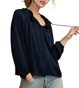 Lucky Brand Womens Ruched Peasant Top