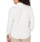 Ruby Rd. Womens Colorblock Quarter Zip Patchwork Top