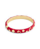 COACH Red Enamel Signature C Floral Chubby Bangle Bracelet