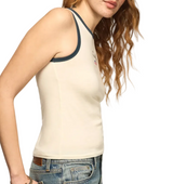 Lucky Brand Womens Lucky American Flag Ringer Tank Top