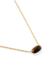 Kendra Scott Elisa Riveted Gold Short Pendant Necklace - Dark Brown Hawk's Eye