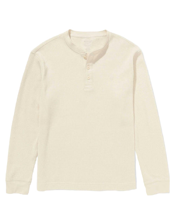 American Eagle Mens AE Long-Sleeve Thermal Henley Long Sleeve T-Shirt