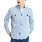 Nautica Mens Twill Solid Woven Button Down Long Sleeve Shirt