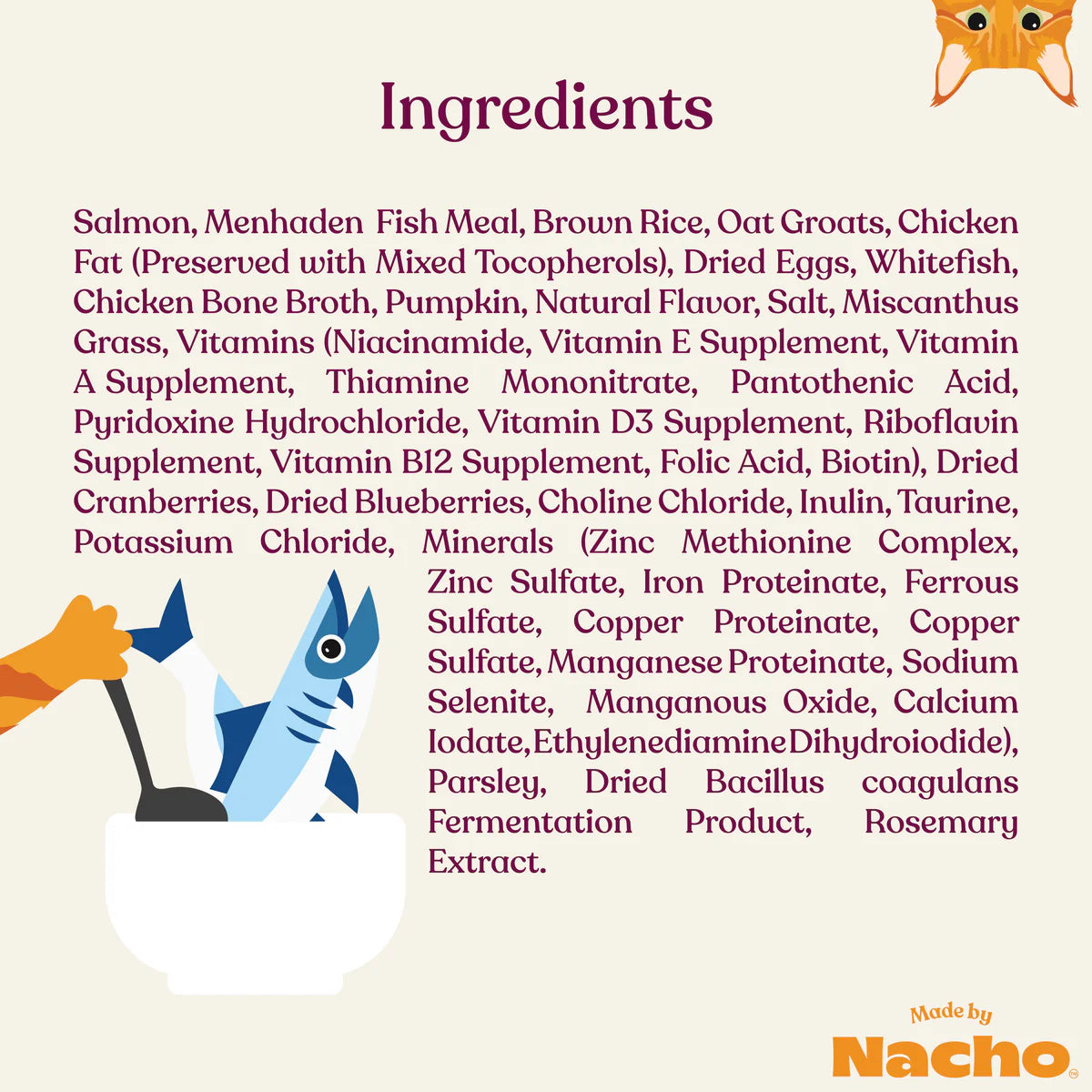 Made By Nacho Bone Broth Infused Kibble Sustainably Caught Salmon & Pumpkin Recipe Cat Food - 4 lb.