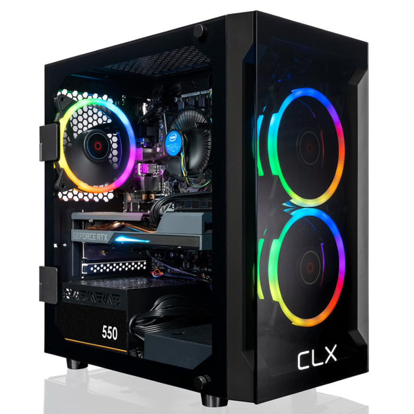 CLX SET Gaming Desktop - Intel Core i7 10700F 2.9GHz 8-Core Processor, 16GB DDR4 Memory, GeForce RTX 3050 8GB GDDR6 Graphics, 500GB M.2 NVMe SSD, 2TB HDD, WiFi, Black CLX Edition Karnak MicroATX Tower RGB Fans, Windows 11 Home 64-bit