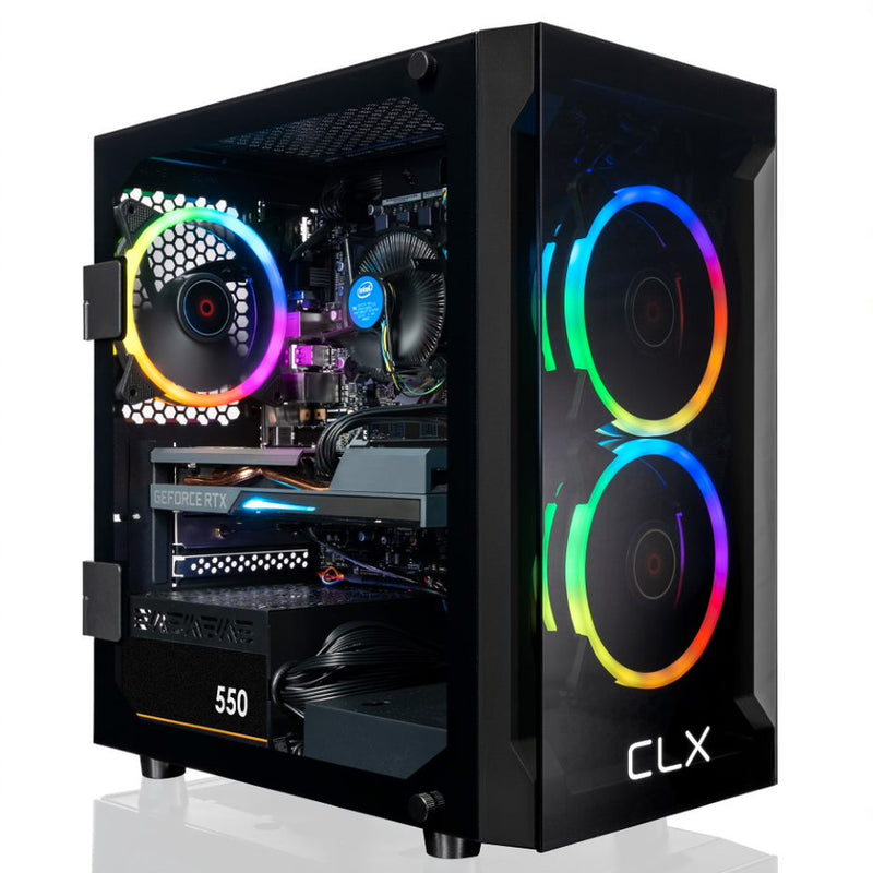 CLX SET Gaming Desktop - Intel Core i7 10700F 2.9GHz 8-Core Processor, 16GB DDR4 Memory, GeForce RTX 3050 8GB GDDR6 Graphics, 500GB M.2 NVMe SSD, 2TB HDD, WiFi, Black CLX Edition Karnak MicroATX Tower RGB Fans, Windows 11 Home 64-bit