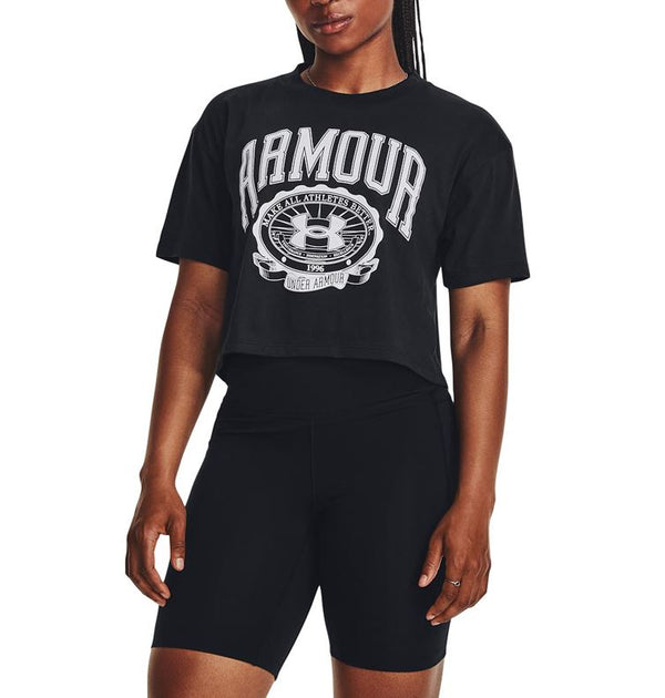 Under Armour Womens Collegiate Crest Cropped Short Sleeve T-Shirt